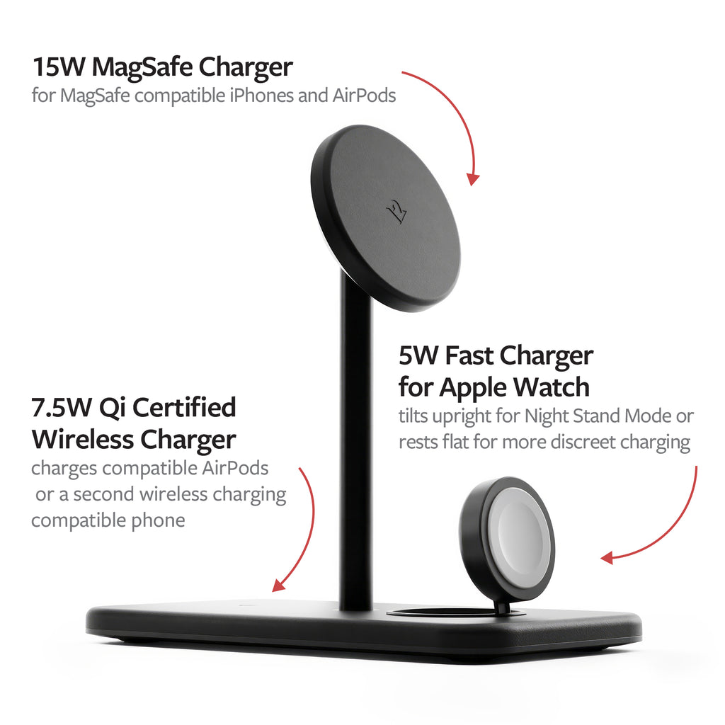 Twelve South HiRise 3 Deluxe 3-in-1 Wireless Charger – black