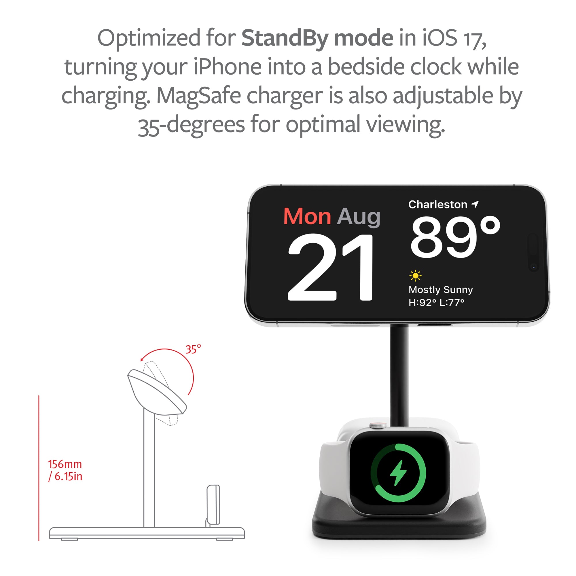 Twelve South HiRise 3 Deluxe 3-in-1 Wireless Charger – black